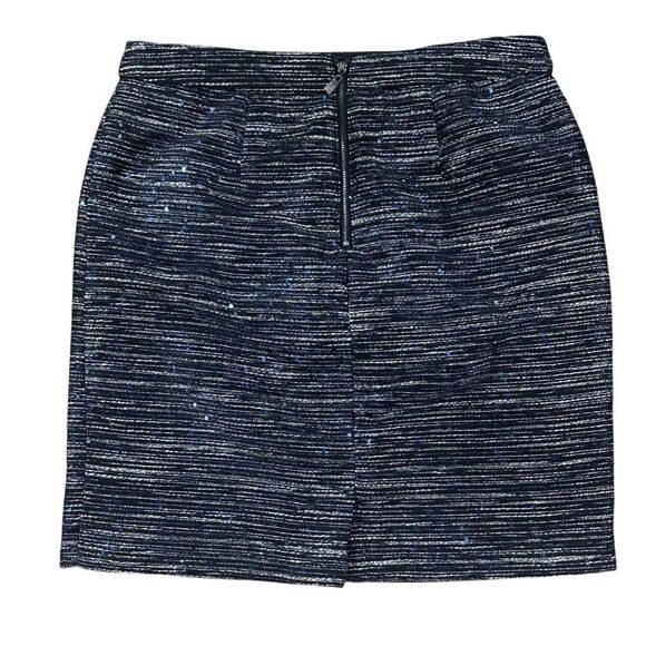 LAUNDRY by Shelli Segal Metallic Tiny Blue Sequined Skirt Size 6 - Picture 2 of 13